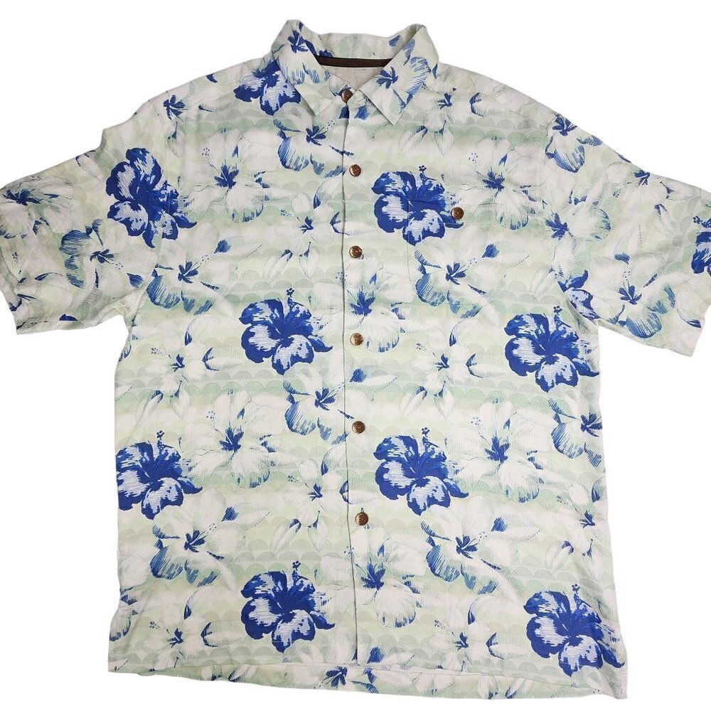 Tommy Bahama Silk Floral Hawaiian Shirt, Men's Large